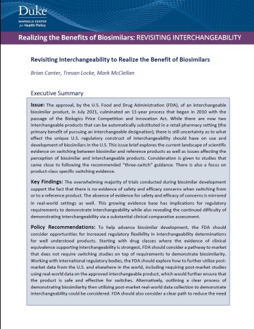 Revisiting Interchangeability to Realize the Benefit of Biosimilars